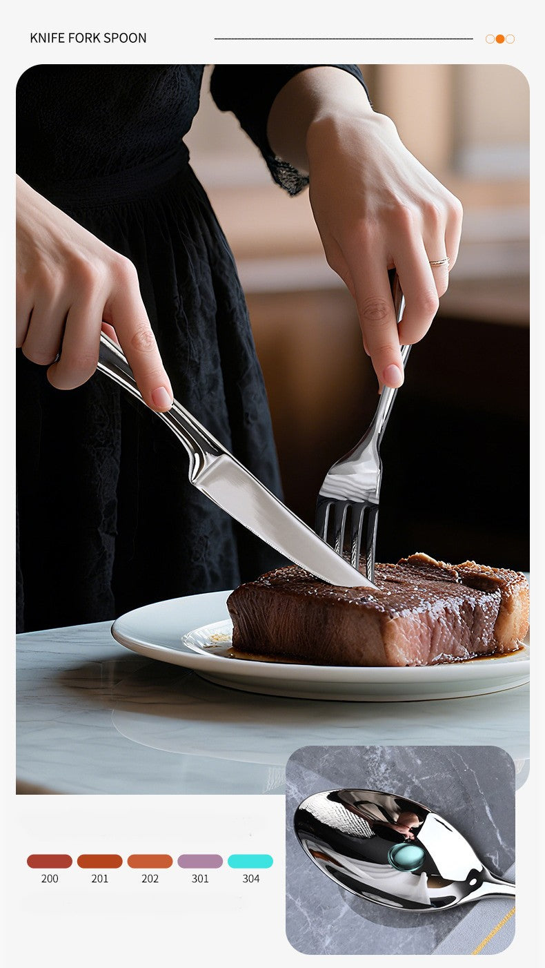6 Peças de talheres de aço inoxidável 304, conjunto criativo de faca, garfo e colher para bife, para restaurante e hotel, conjunto de talheres de alta qualidade.