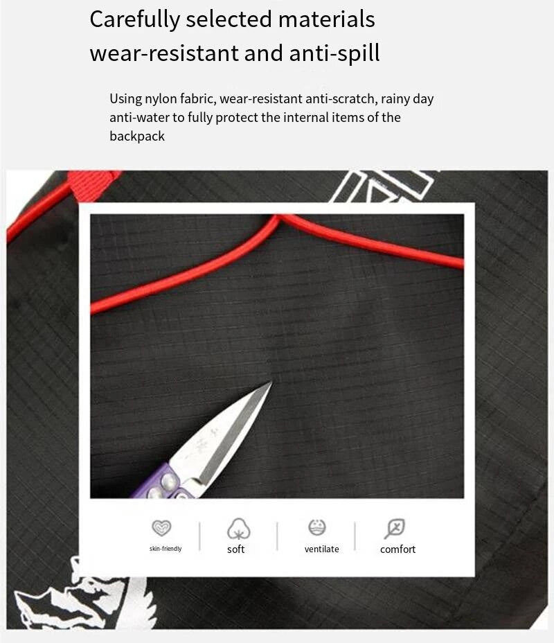 High-density lightweight waterproof nylon sports bag, multifunctional outdoor folding backpack Suitable for camping Hiking