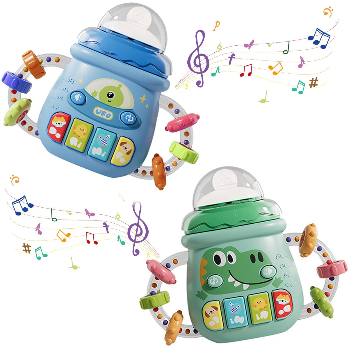 Baby Musical Feeding Bottle Pacifier For 6M+ Newborn Soft Teether Rattles Educational Toy Mobile Soothing Vocal Music Toys
