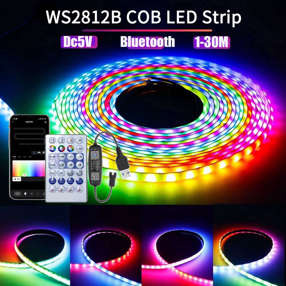 Ws2812B Rgbic Led Strip Light 5V Usb Wall Room Rgb String Tape Remote App Bluetooth Control 1-30M Adressable Ribbon Lamp Diode