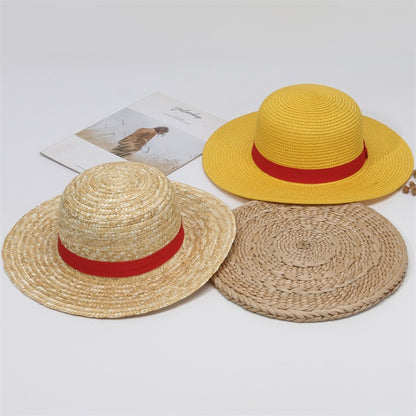 Matching Family Hat - Luffy Straw Hat for Cosplay & Beach, Sun Protection Summer Hat for Men Women Kids