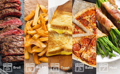Forno Torradeira Fritadeira sem Óleo 6 em 1, Fritadeira sem Óleo de 12L com Infusão a Vapor, Forno Torradeira com Convecção e Cozimento a Vapor Suave com Pré-aquecimento Rápido,