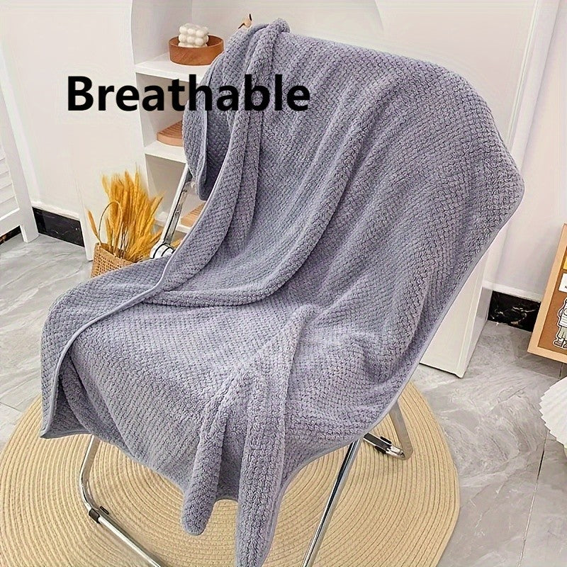 Pineapple Lattice Bath Towel Ultra Lightweight Breathable 70X140cm Coral Fleece Soft Comfortable for Beach Bathroom Quick Dry