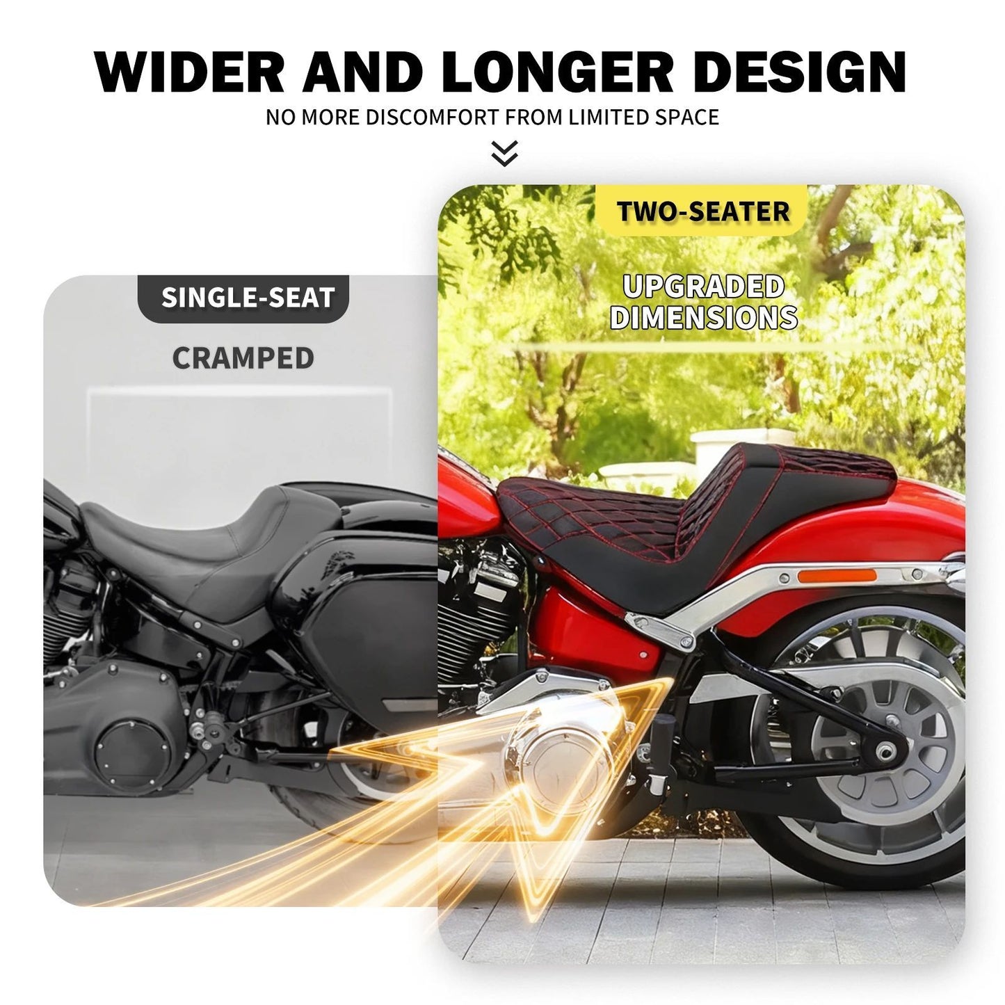 Banco do passageiro do motorista de duas pessoas da motocicleta Selim do piloto Banco dianteiro e traseiro para Harley Softail Fat Boy 2018-2025 Breakout FXBR 2023-25