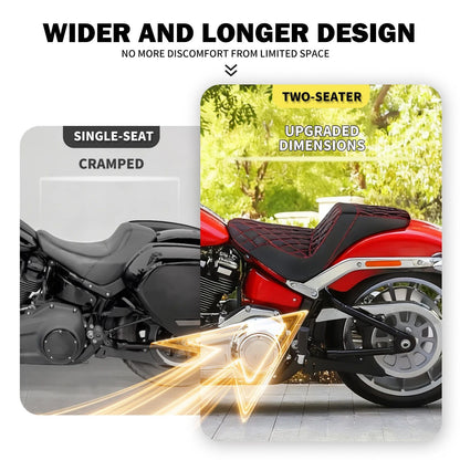 Banco do passageiro do motorista de duas pessoas da motocicleta Selim do piloto Banco dianteiro e traseiro para Harley Softail Fat Boy 2018-2025 Breakout FXBR 2023-25