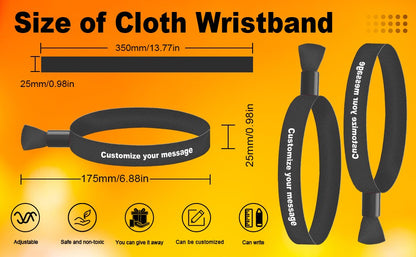 200PCS Custom Cloth Wristbands Personalized Events VIP Wristbands for Festival Gatherings Admission Party