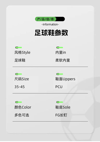 New Men Women Football Field Boots Studded Comfortable Unisex Soccer Shoes Cleats Ultralight Professional Sneakers Comfortable