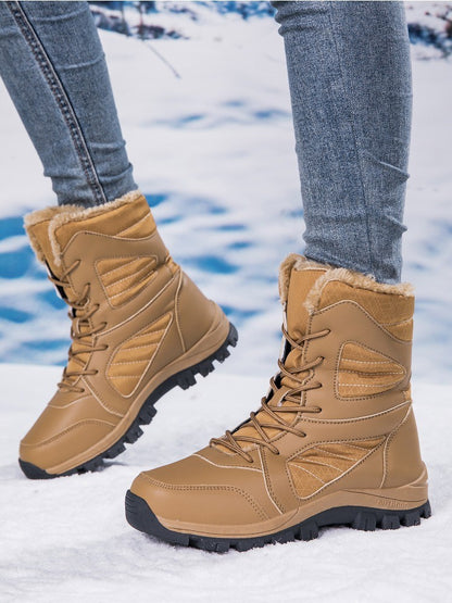 Winter Women's Snow Boots High Top Hiking Boots for Women Winter Outdoor Walking Sneakers Waterproof Plush Warm Platform Boots