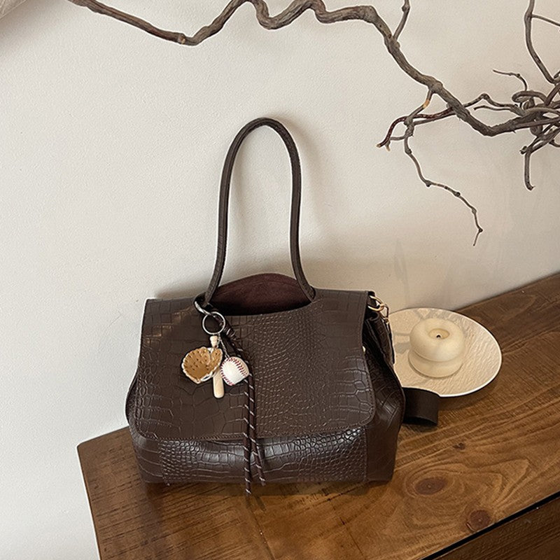 Crocodile Pattern Crossbody Bag For Women Black Shoulder Bag Brand Designer Women Bags Luxury PU Leather Flap Messenger Handbag