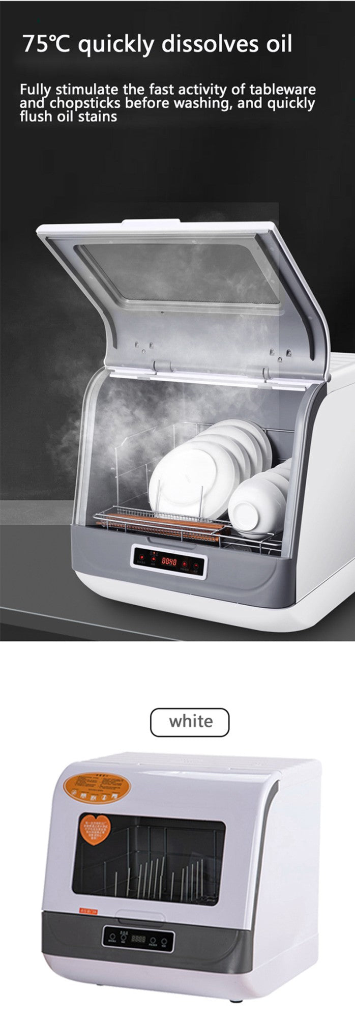 8L Portable Countertop Mini Dishwasher ,4 Washing Programs, Air-Dry Function and LED Light for Small Apartments, Dorms and RVs