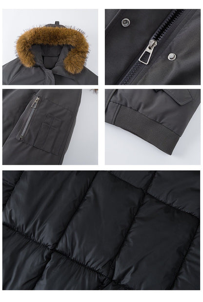 Winter Solid Long Sleeve Hooded Down Cotton Coat Tops Korean Women's Single Breasted Zipper Hooded Cardigan Short Jacket Thick