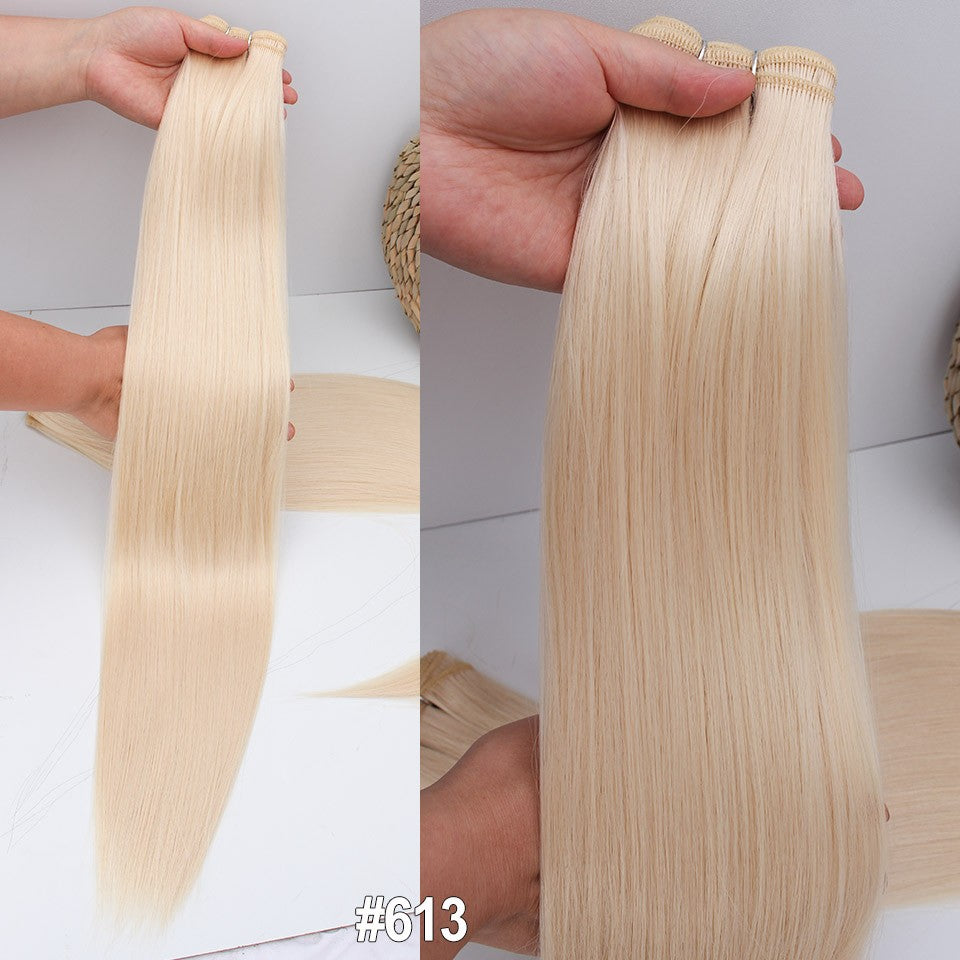 Cabelo Sintético Russo Liso de 65cm 200g, Extensões de Cabelo de Fibra com Bio Proteína Resistente ao Calor, Rabo de Cavalo para Cosplay