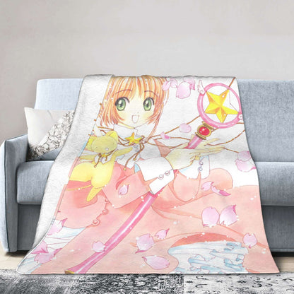 Anime Cardcaptor Sakura Cobertores Flanela Primavera/Outono Cobertor de Malha Super Quente Respirável para Cama Viagem Colcha