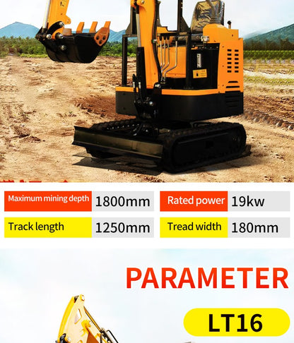 Mini Escavadeira Diesel Personalizada 1600kg para Agricultura, Pomar, Vala, 1ton, 1.6ton
