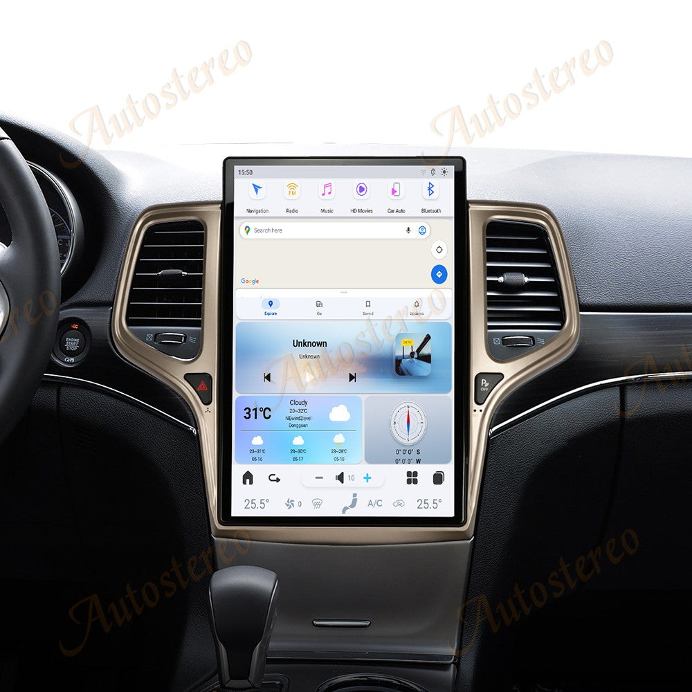 14.4 Polegadas Android 8+128GB para JEEP Grand Cherokee 2010-2021 Estilo Tesla Carro GPS Navegação Multimídia Player Rádio Toca-fitas Central