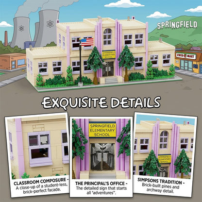 3500PCS Springfield Elementary School Building Blocks Idea Anime Street View Modular Architecture Brick Model Bricks Toys for Adults Christmas Gift