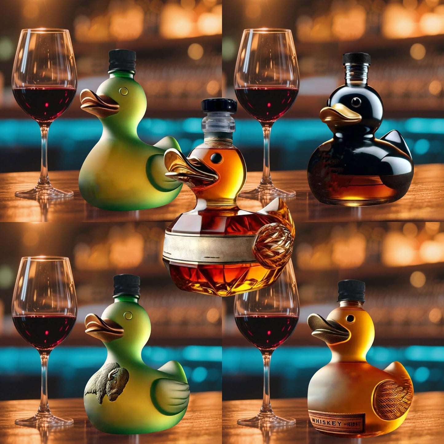 Suportes para Vinho de Cozinha Pato Engraçado Garrafa 10 oz Copos de Uísque Gravados Copos para Homens Copos de Degustação Mini Pato Criativo