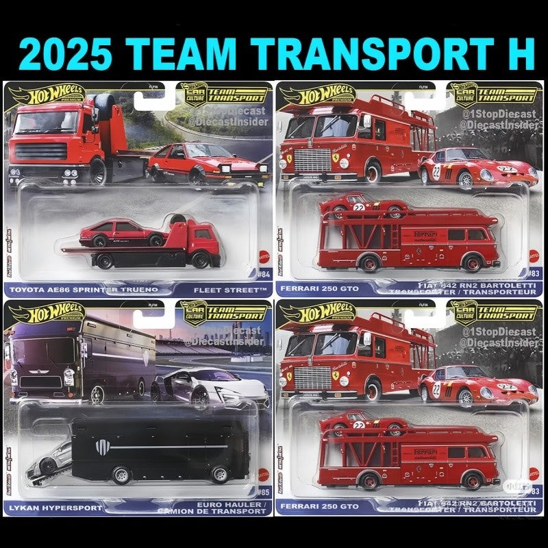 Genuine Hot Wheels Car Culture 2025 Team Transport Fleet Series Car Model 1/64 Flf56 Ferrari 250 Toyota Ae86 Alloy Model Gifts