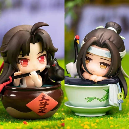 Mo Dao Zu Shi Versão Q Oficial de "Jade Cup Flowing Light" Wei Wuxian Lan Wangji Anime Periférico Enfeites Action Figurine