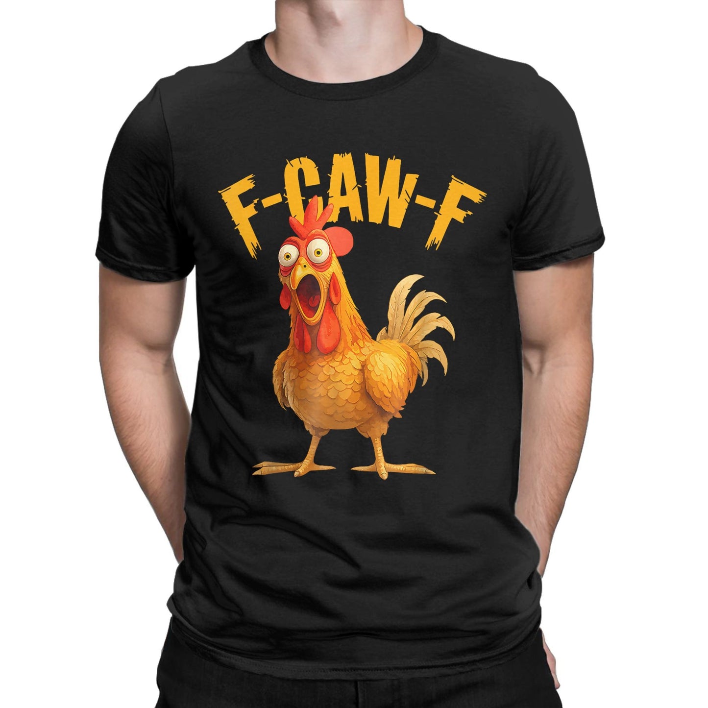 Funny F Caw F Chicken FCAWF Chicken T-Shirt Men  Funny 100% Cotton Tee Shirt Crew Neck Short Sleeve T Shirts Gift Idea Clothes