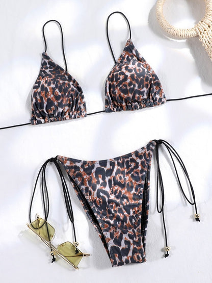 Brown Color Bikinis Bow Swimwear Women'S Summer Swimsuit 2025 Sexy Bikini Set Low Waist Beachwear Push Up Bathing Suits