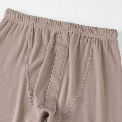 2-piece Autumn And Winter Men's Fashion Lucky Deer Pattern Solid Color Basic Warm Underwear Set Comfortable Long Sleeve Pants