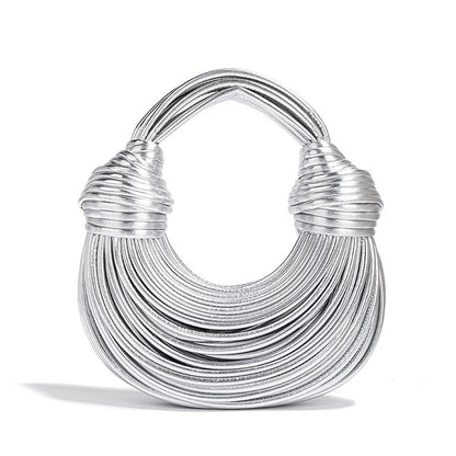 2024 New Gold Handbags for Women Luxury Designer Brand Handwoven Noodle Bags Rope Knotted Evening Clutch Underarm Dumpling Bag