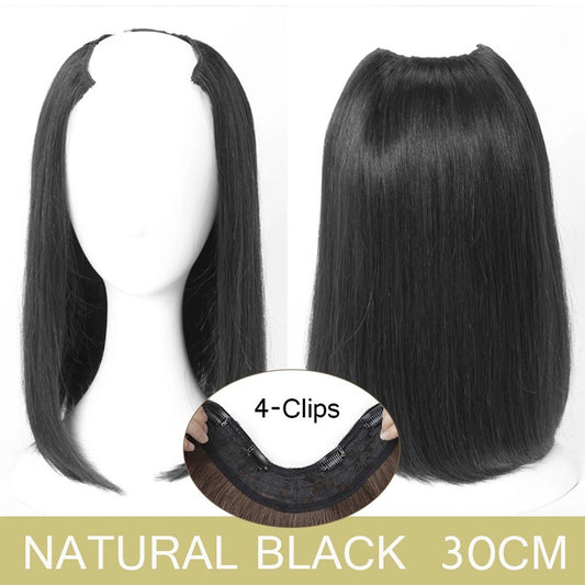 Synthetic long straight U-shaped half-head wig women clip natural fake wigs in hair extension, daily wigs