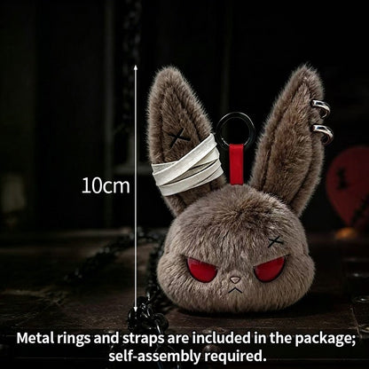 Gothic Bunny Plush Keychain Rabbit Bag Charm Bandage Rabbit Pendant Dark Horror Bunny Doll Keyring Bag Charm Halloween Gifts