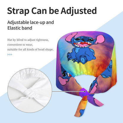 Custom Retro Cartoon Cleaning Working Cap Comfortable  Stitch Ohana Scrub Cap Surgicals Hat Nurse Scrubs Hat For Dentist