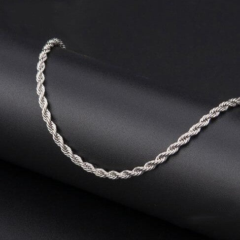 Colar 3mm Clássico de Aço Inoxidável Torcido Corrente Longa Pingente para Homens Mulheres Estilo Punk Hip Hop Rock Personalidade Gargantilhas Joias