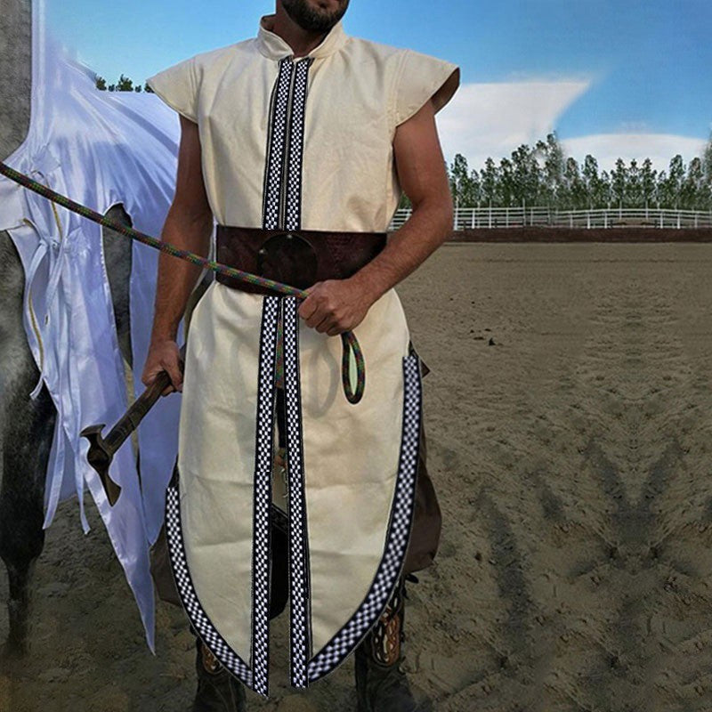 Long Tunic Jerkin Vikings Men's Tarbard Surcoat Medieval Renaissance Costume Shirt Coat Vest Outfit Tabard Costume For Adult
