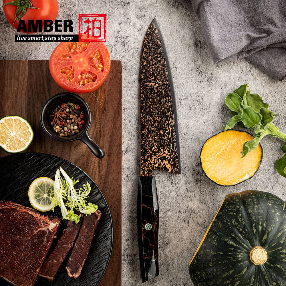 Conjunto de facas de aço Damasco japonês 37 camadas com cobre VG10, facas de cozinha, chef, bife, multiuso, frutas, para descascar, com cabo de resina de malha