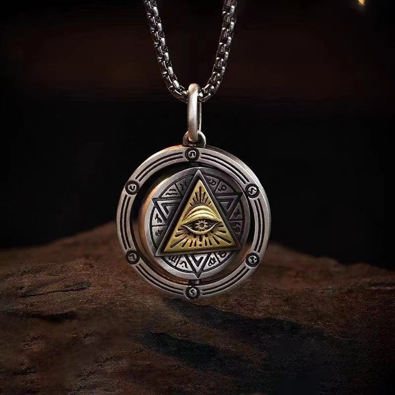 Eye of Horus, Eye of God Necklace, Rotatable Evil Eye Pendant, Men's Trendy Retro Weird Egyptian Amulet Jewelry