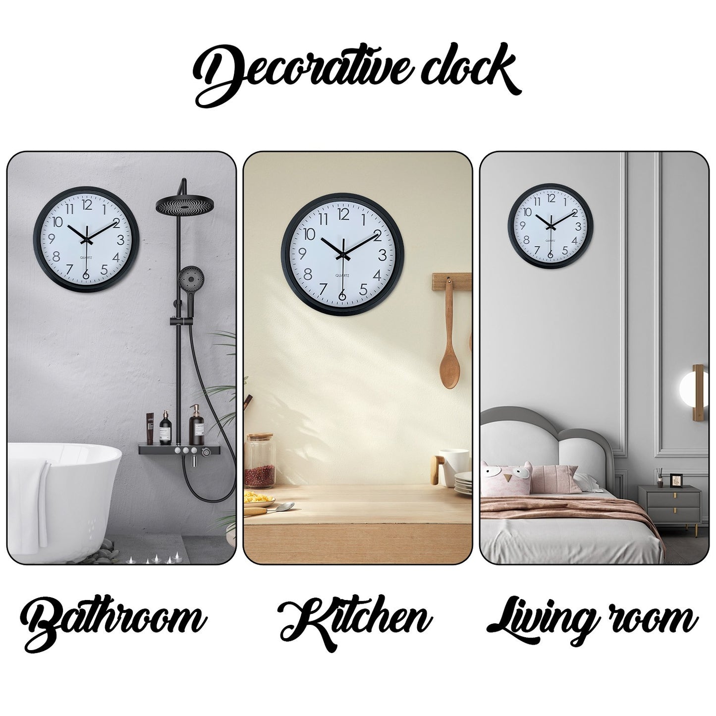 Modern simple wall clock, study, bedroom, living room, bathroom silent non-ticking wall clock, home wall decoration clock