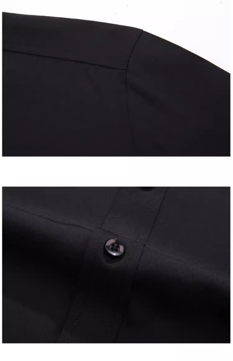 Spring and Autumn Large Size 15XL Men's Long-sleeved Shirt Fat High Elastic Solid Color Shirt 12XL 11XL 10XL 9XL 8XL 7XL 200kg