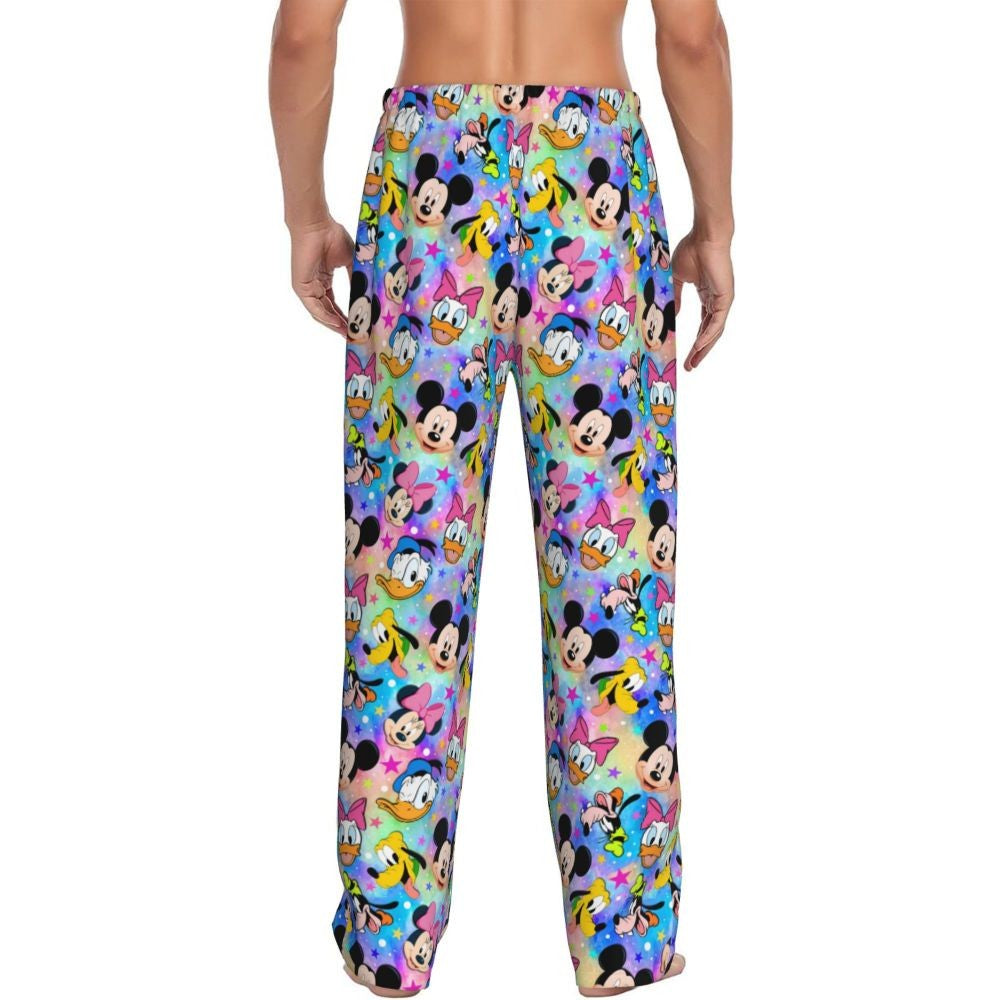 Custom Print Mickey Mouse Donald Duck Pajama Pants Men Sleep Sleepwear Bottoms with Pockets