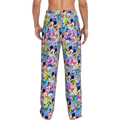 Custom Print Mickey Mouse Donald Duck Pajama Pants Men Sleep Sleepwear Bottoms with Pockets