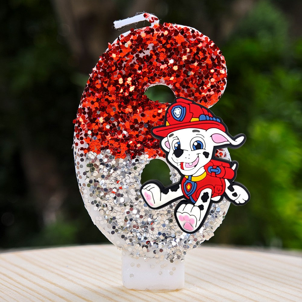 Paw Patrol Candle 0-9 Number Candle Paw Patrol Cartoon Character Party Cake Plug-in Birthday Cake Decoration Baby Shower Gift