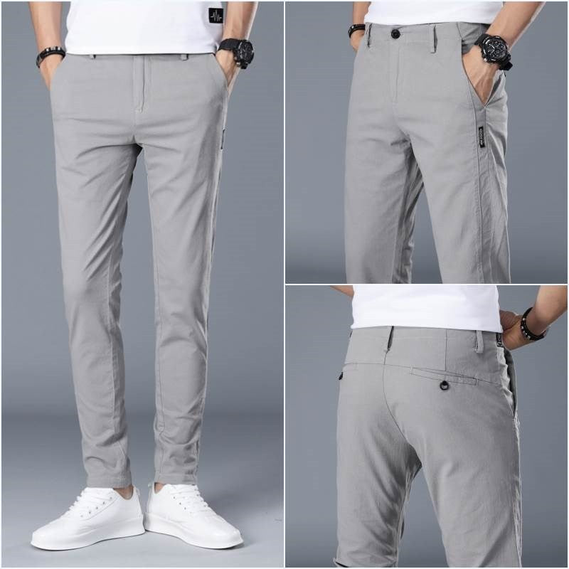 Khaki Casual Cotton Chino Pants Men Straight Leg Trousers Youth Active Sle mid Waist Long Summer Faion Thin Material