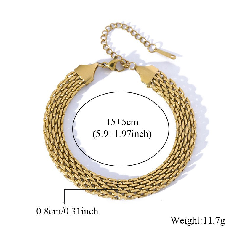 GANEMLY Conjunto de joias à prova d'água de aço inoxidável 316L, colar de corrente larga de metal, pulseiras, conjunto de joias com pingente de corrente dourada, presente