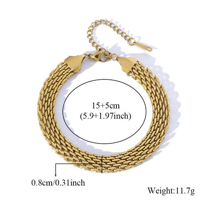 GANEMLY Conjunto de joias à prova d'água de aço inoxidável 316L, colar de corrente larga de metal, pulseiras, conjunto de joias com pingente de corrente dourada, presente
