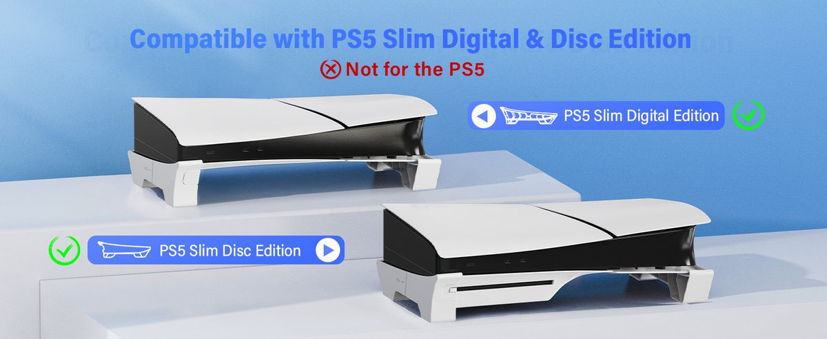 Horizontal Stand for PS5 Pro/PS5 Slim Console, Flat Base Stand Stable Accessories for PlayStation 5 Slim/Pro Disc & Digital Edition (Not for PS5)