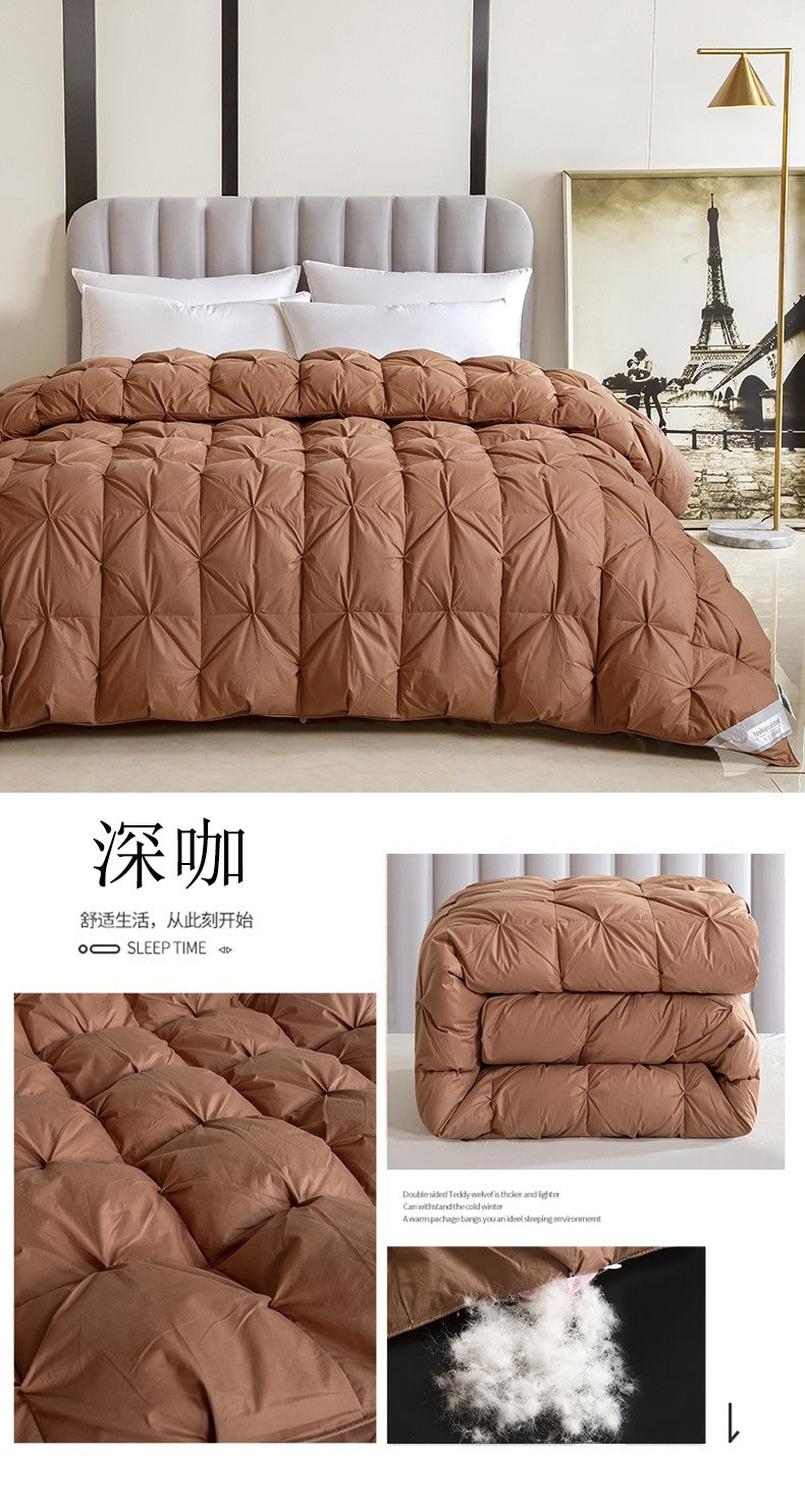 100% white goose down comforter, high-quality five-star hotel twisted flower comforter, pure cotton winter thick comforter