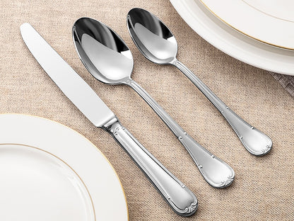 Conjunto de Talheres de 24 Peças para 6 Pessoas Aço Inoxidável 18/10 Prateado Polido para Inauguração de Casa Restaurante Festa de Casamento