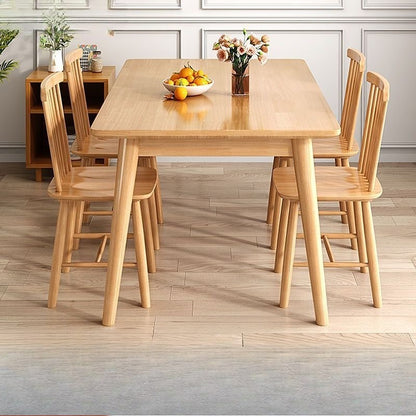 Nordic Solid Wood Dining Table And Chairs 4 Piece Set Modern Minimalist Rectangular Compact Space Saving Kitchen Dining Room