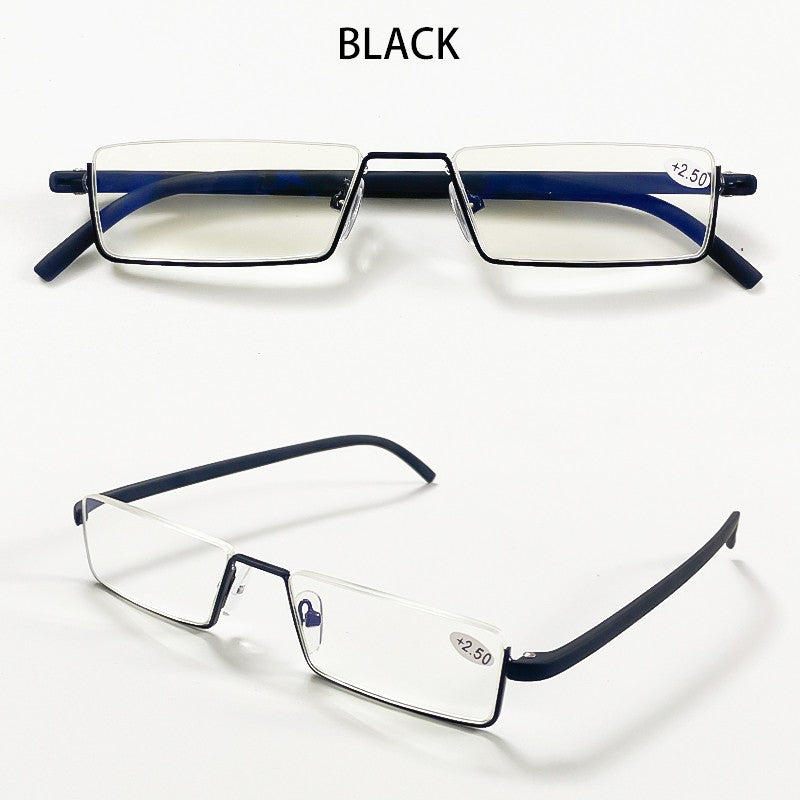 May Flower Metal Anti-Blue Light Reading Glasses Men Half Frame Prescription Eyeglasses Male TR90 Eyewear With Case óculos +1.75