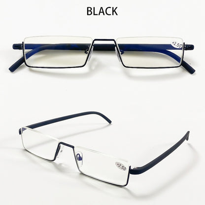 May Flower Metal Anti-Blue Light Reading Glasses Men Half Frame Prescription Eyeglasses Male TR90 Eyewear With Case óculos +1.75