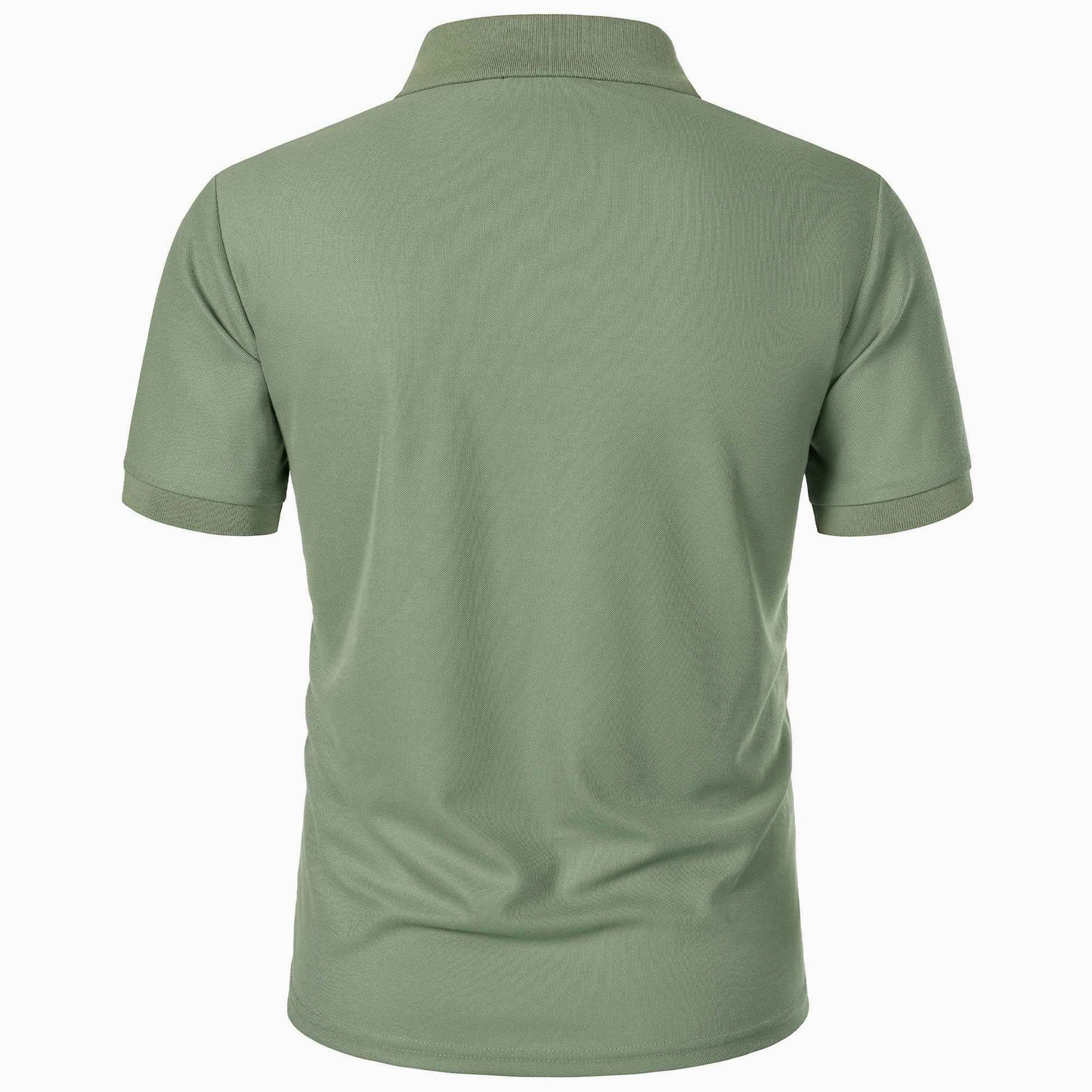 Men's solid color short-sleeved button-down lapel T-shirt casual top