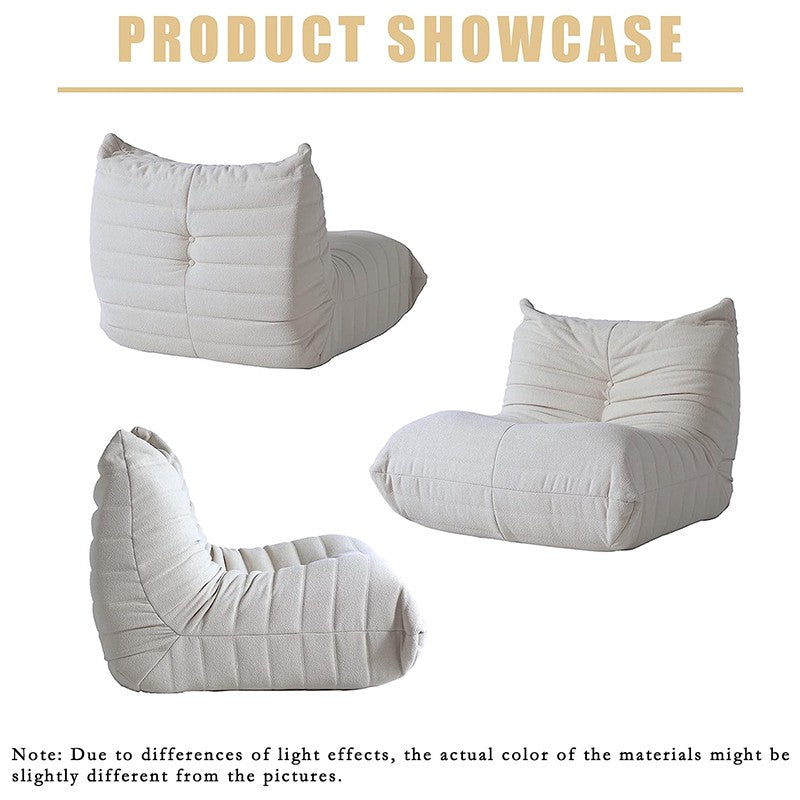 Teddy Fabric Bean Bag Sofas Comfy Lazy Floor Sofa Couch Soft Lounge Chairs Foam-Filled Accent Chair for Living Room Bedroom